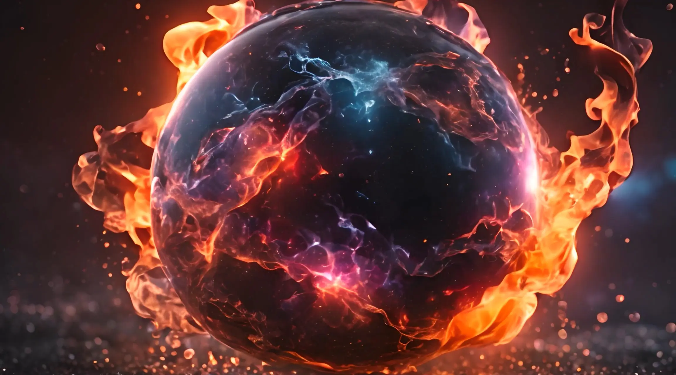 Fiery Plasma Sphere Vibrant Energy Backdrop